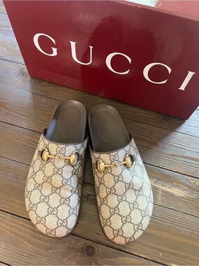 Like New Gucci Horsebit Princetown Mule Slides GG Supreme Canvas Size 36🤎